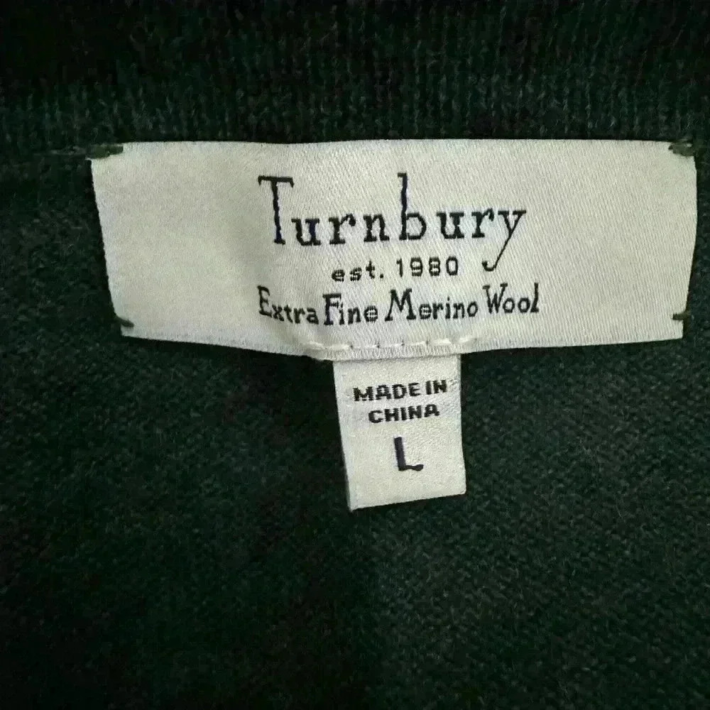 Turnbury Knit Extra Fine Merino Wool V-Neck Sweater Vest Green Men’s Size L - Picture 5 of 9